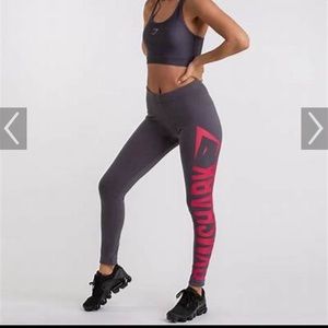 Gymshark Burnout Leggings- Charcoal/Cranberry